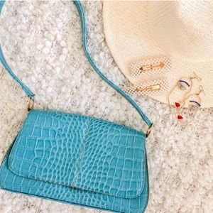 Blue Snakeskin Shoulder Bag